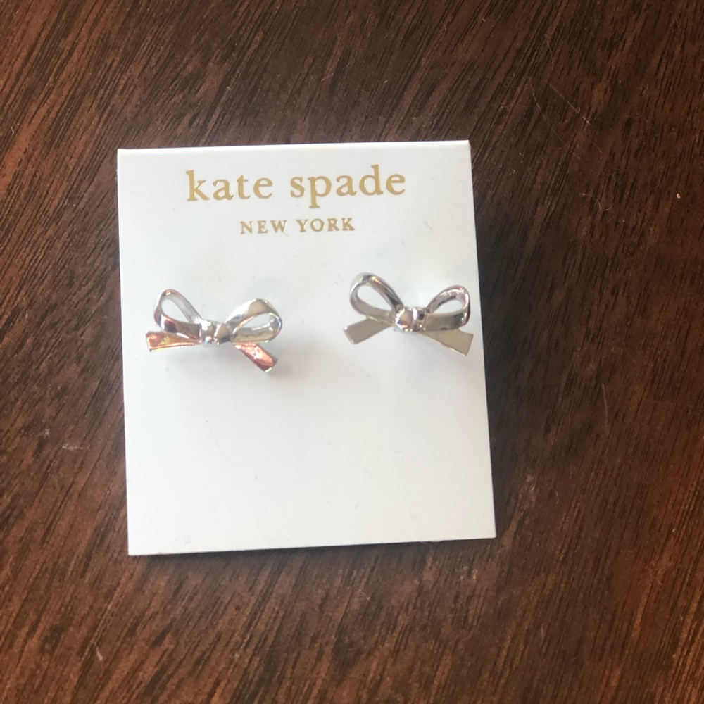 Kate Spade Silver Skinny Bow Stud Earrings